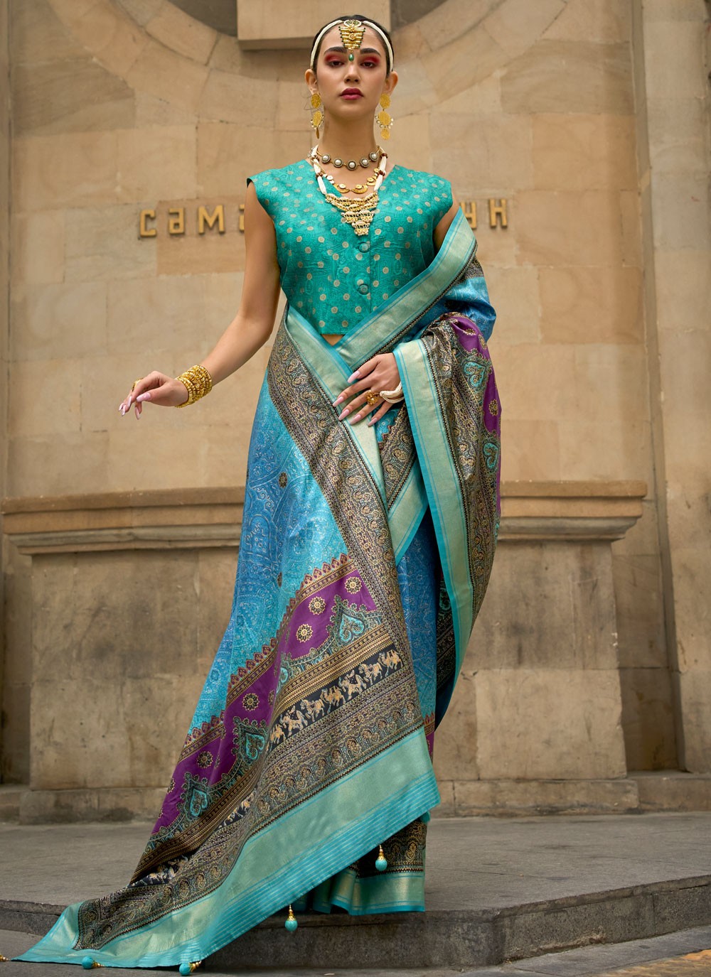 Foliage Prints Silk Saree - S11931