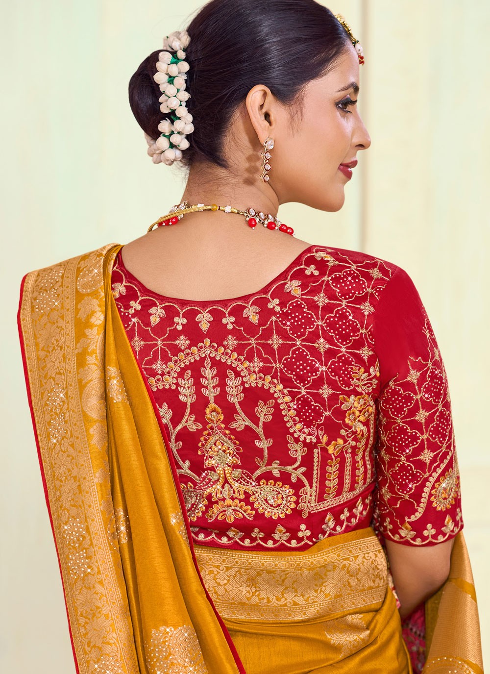 Designer Paisley Printed Mustard Silk S12656