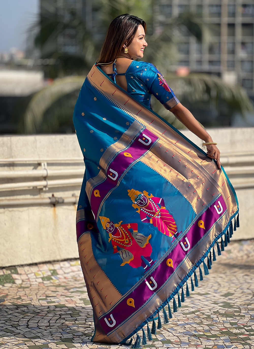Traditional Woven Blue Silk S12616