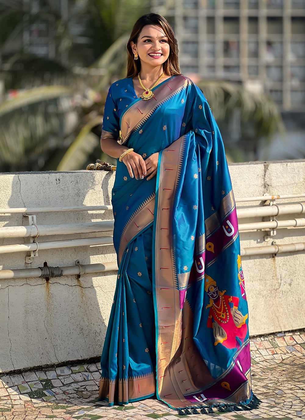 Traditional Woven Blue Silk S12616