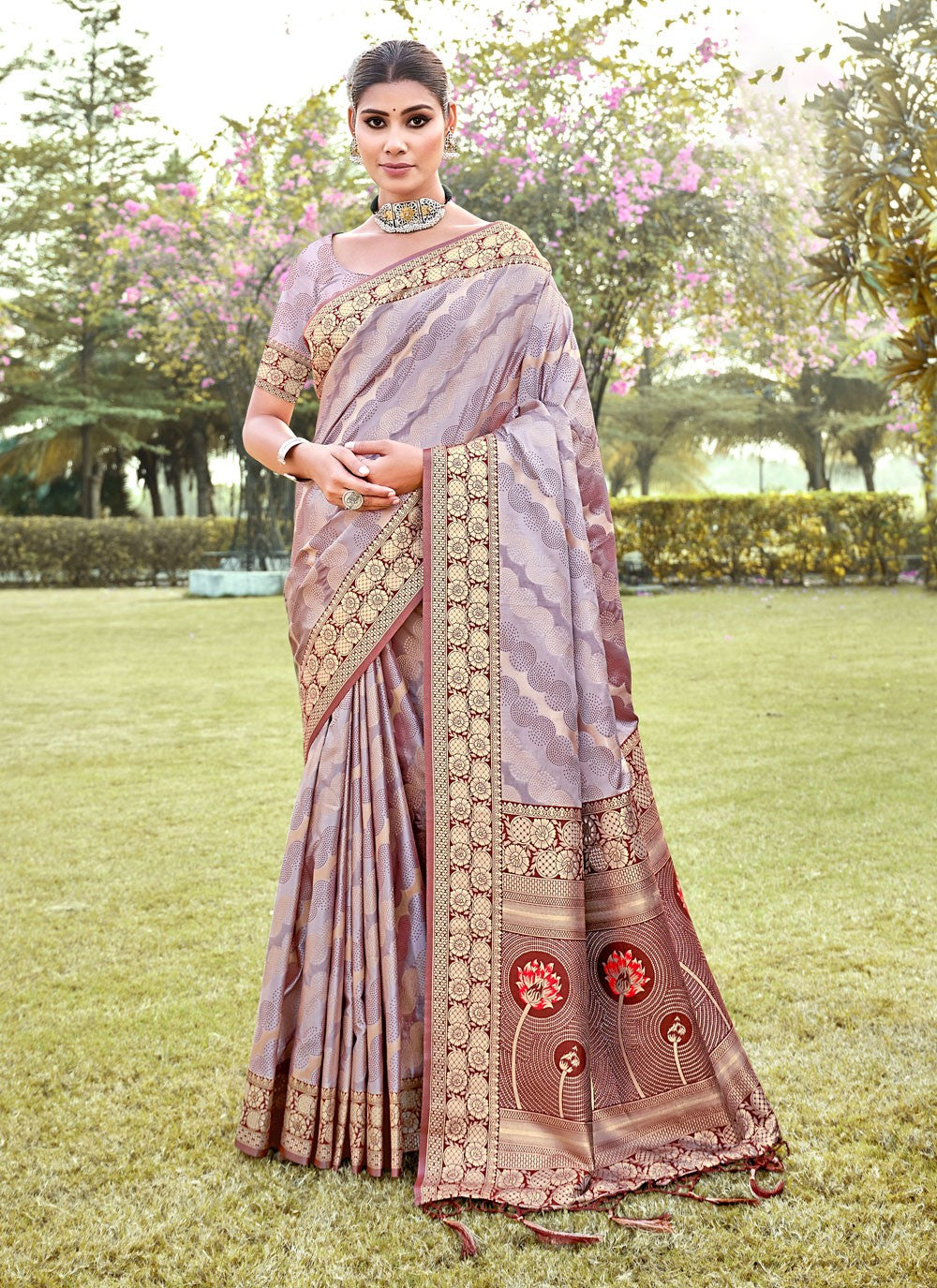 Traditional Border Work Silk Saree - S5147