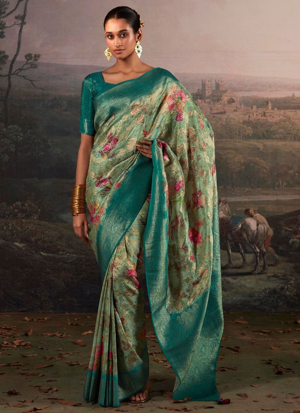 Trendy Digital Print Silk Saree - S5843