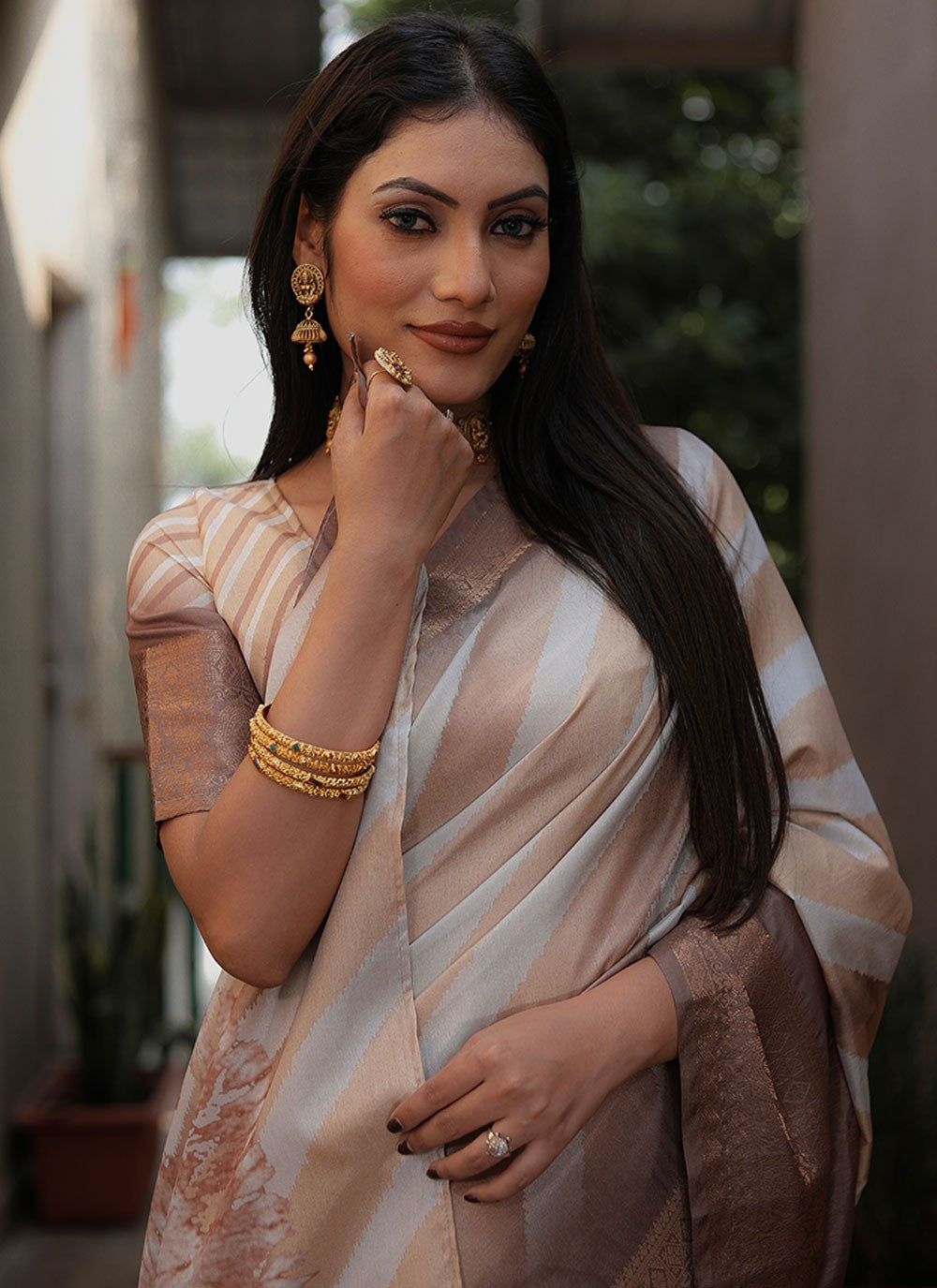 Classic Digital Print Silk Saree - S6910