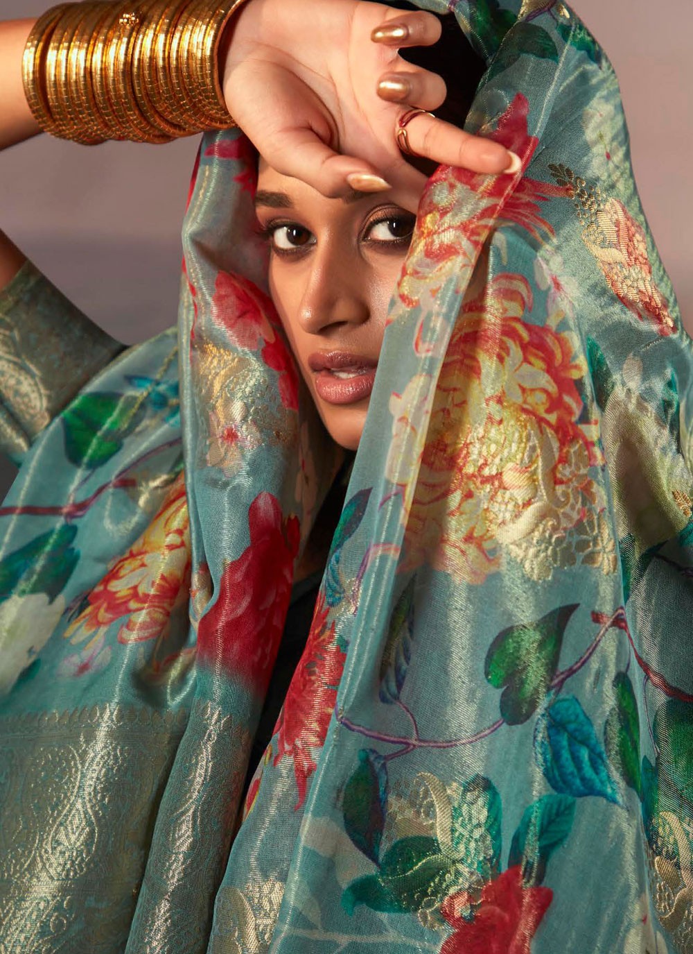 Trendy Digital Print Silk Saree - S5843