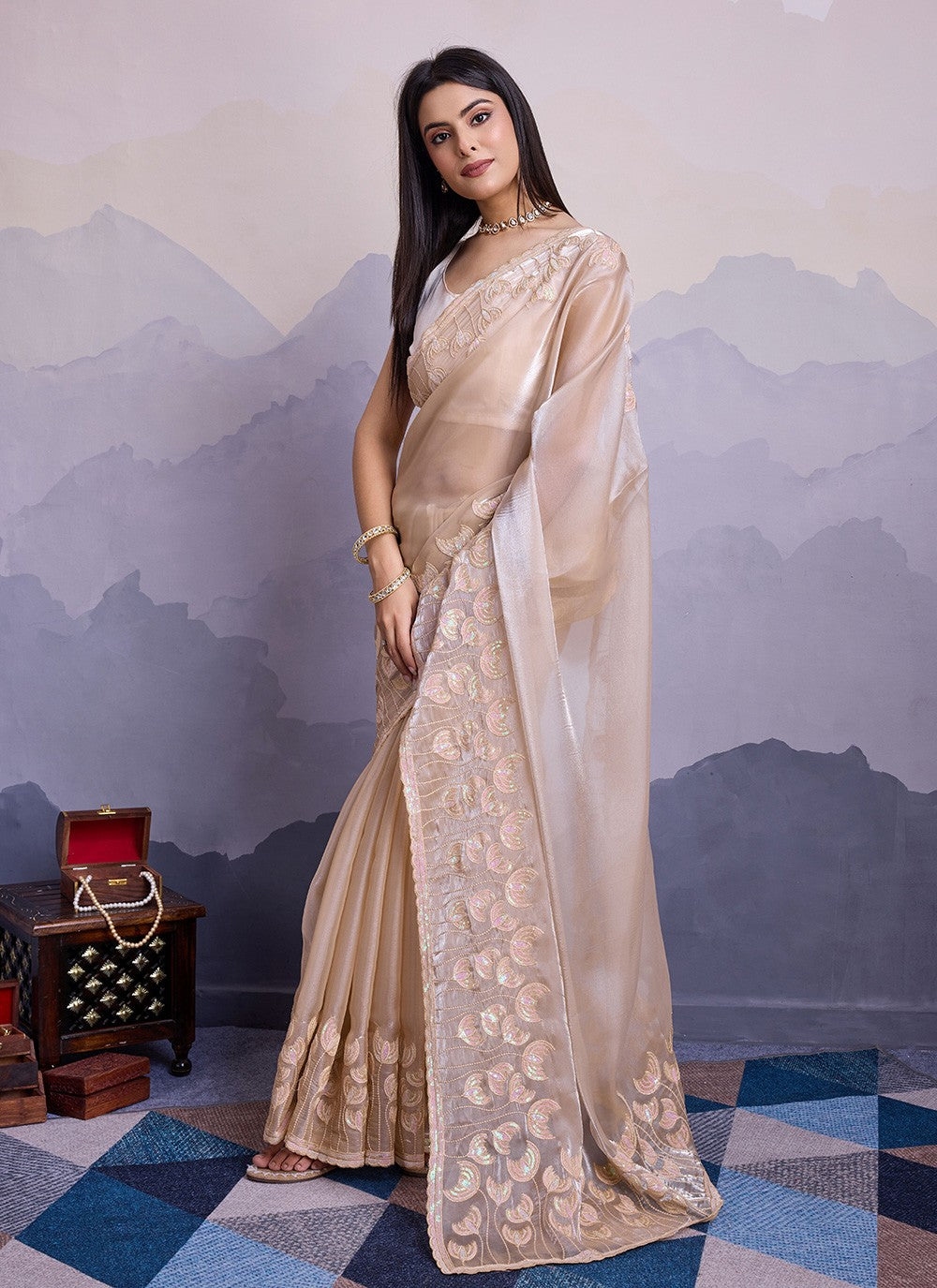 Traditional Embroidered Silk Saree - S8539