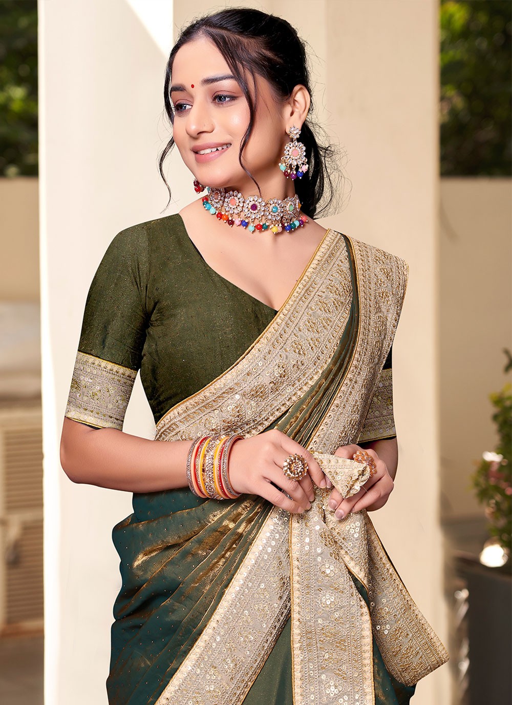 Classic Swarovski Silk Saree - S4828