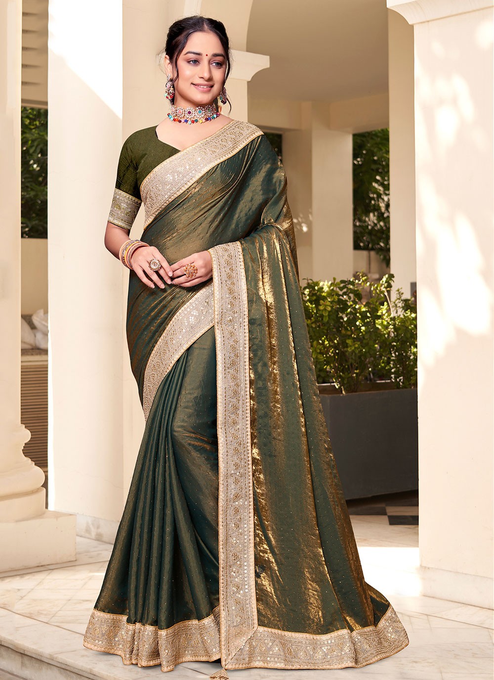 Classic Swarovski Silk Saree - S4828