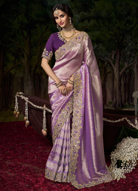 Lavender Silk Classic Saree Embroidered S20487