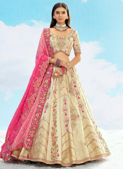 Silk Engagement, Reception, Wedding A - Line Lehenga L3569