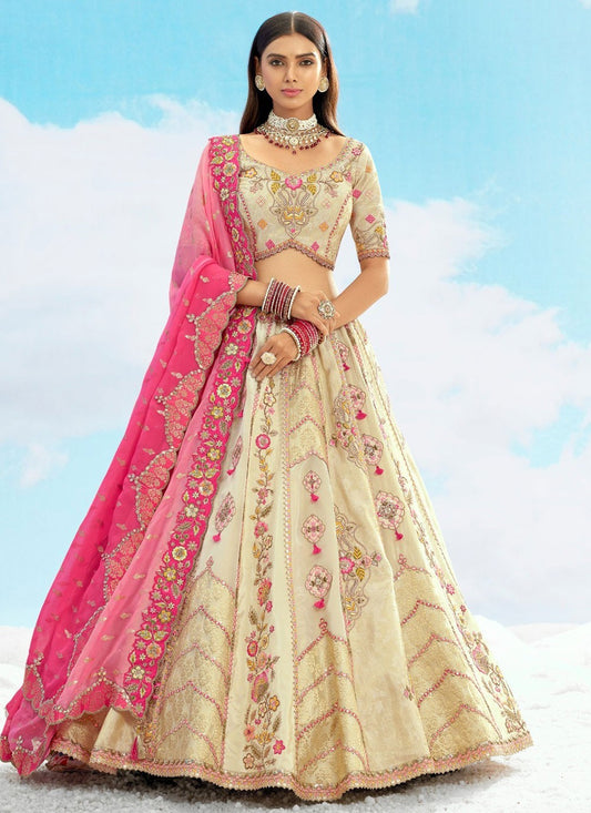 Silk Engagement, Reception, Wedding A - Line Lehenga L3569