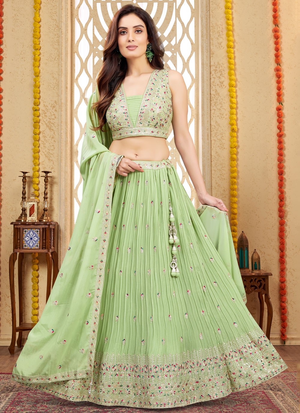 Embroidered Silk Readymade Lehenga Choli - L2660