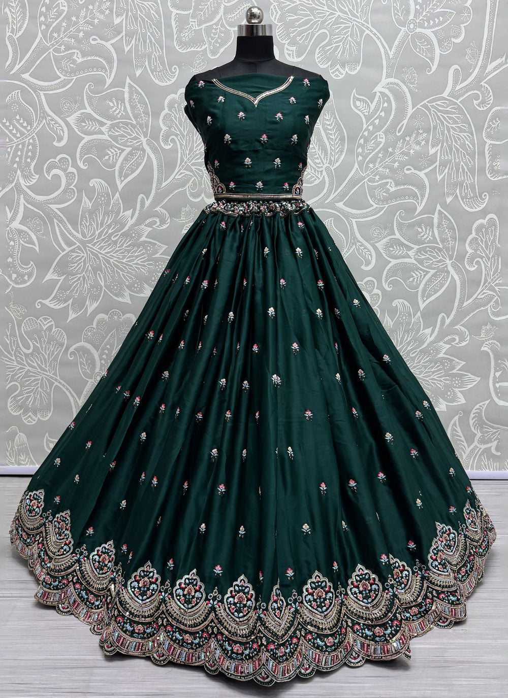 Embroidered Silk A - Line Lehenga - L2847