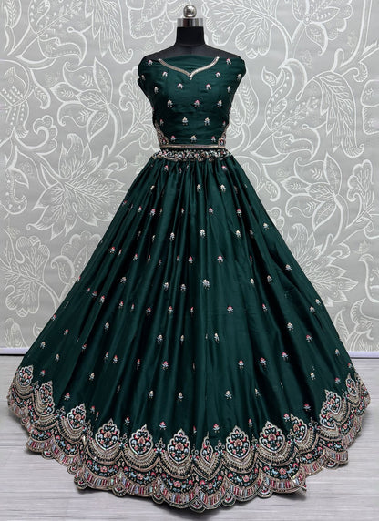 Embroidered Silk A - Line Lehenga - L2847
