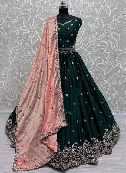 Embroidered Silk A - Line Lehenga - L2847