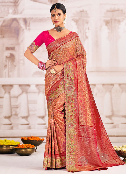 Multi Colour Silk Contemporary Saree Embroidered, Patch Border S19984