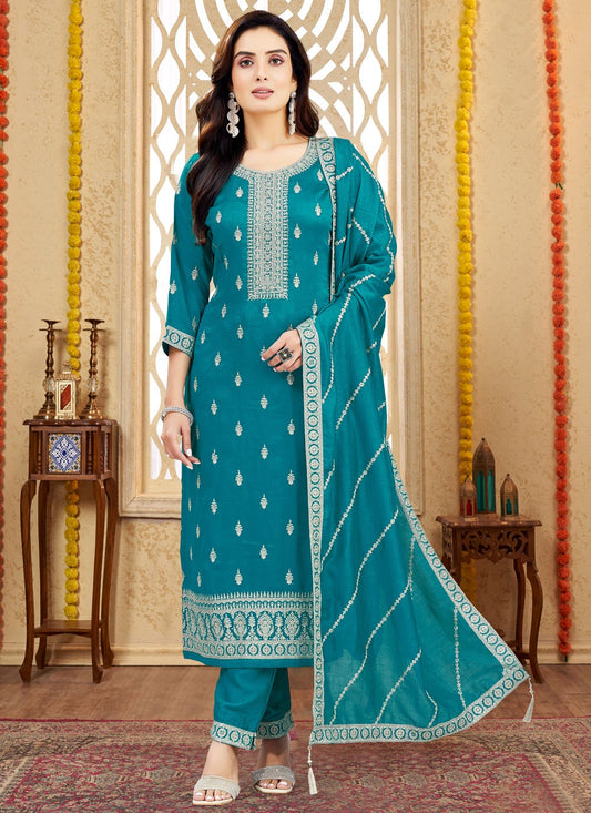 Pant Style Suit Embroidered, Zari Morpeach T7992