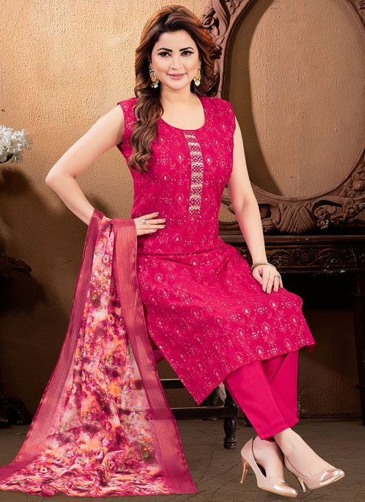 Archive Embroidered, Fancy Work 316767 Hot Pink T6816