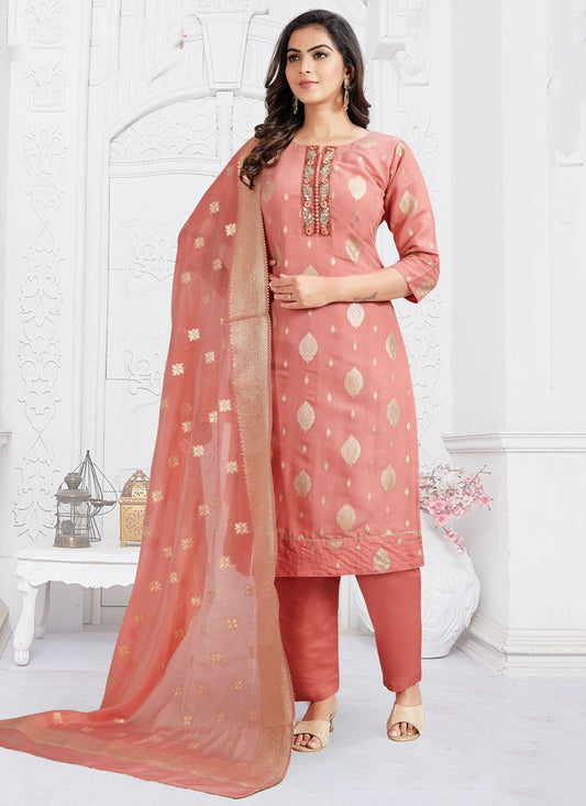 Archive Embroidered, Jacquard Work, Zari 316761 Peach T6810