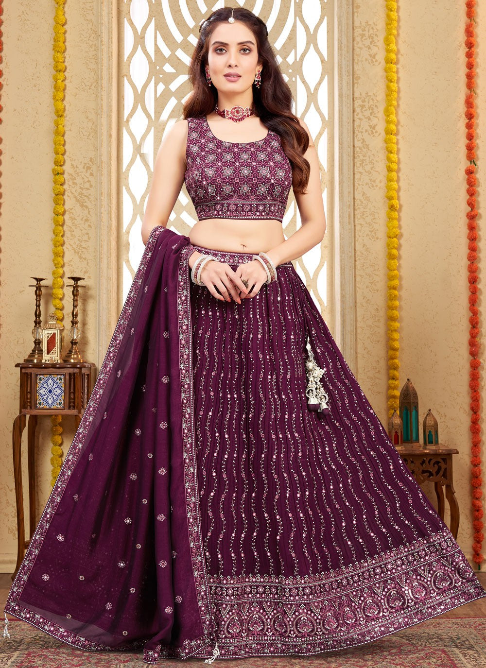 Embroidered Silk Readymade Lehenga Choli - L2660