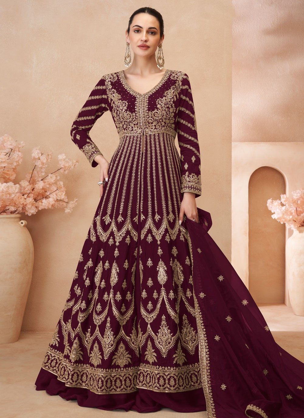 Embroidered Chinon Purple Lehenga Choli L3738