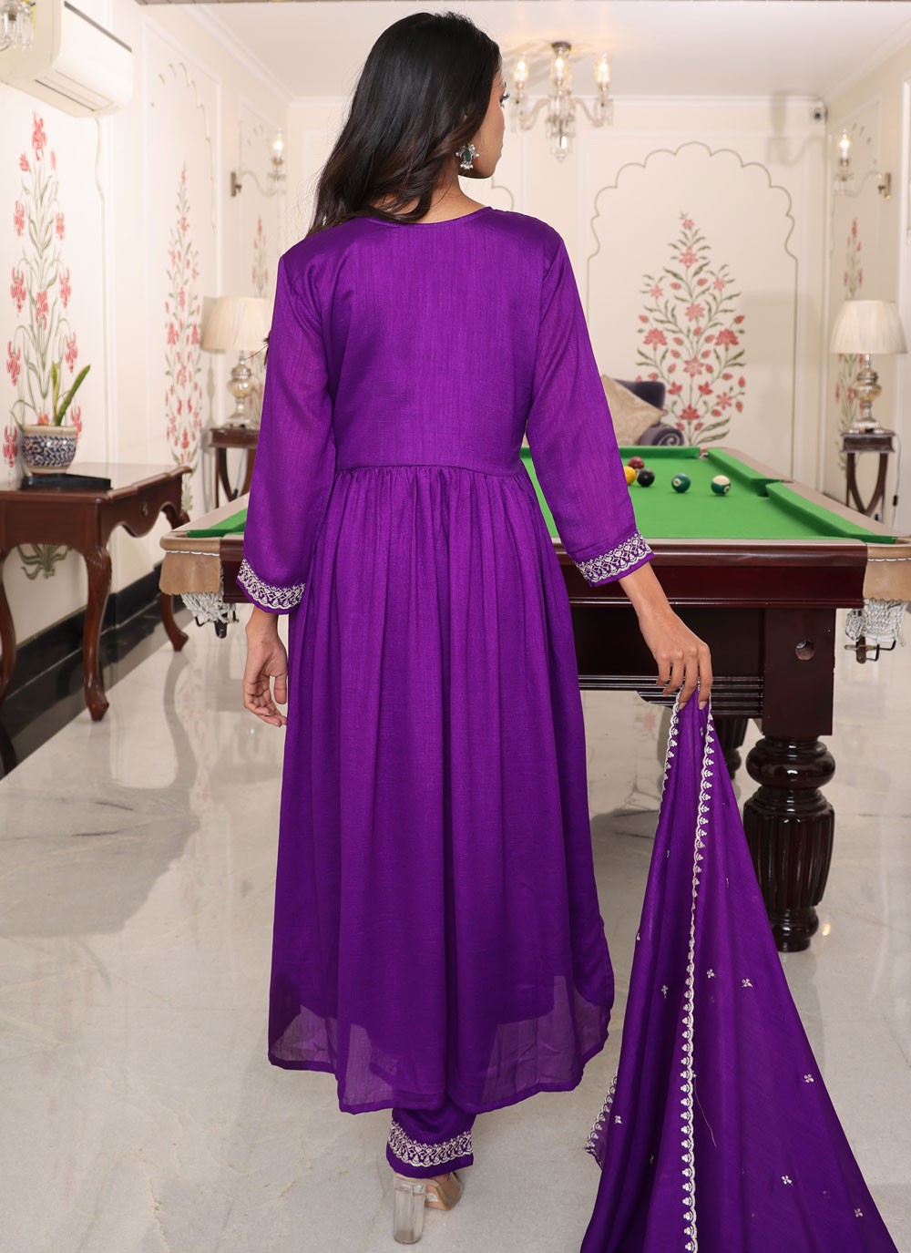 Embroidered Silk Purple Salwar Suit T5979