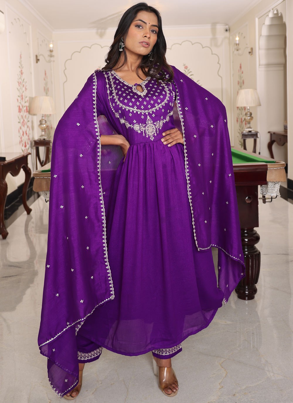 Embroidered Silk Purple Salwar Suit T5979