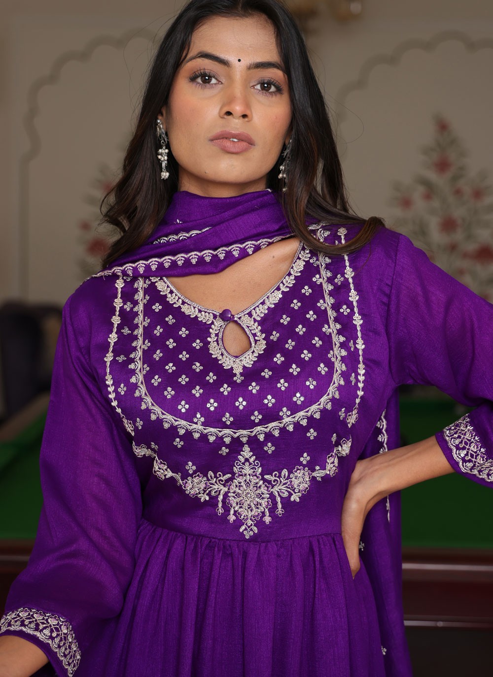 Embroidered Silk Purple Salwar Suit T5979