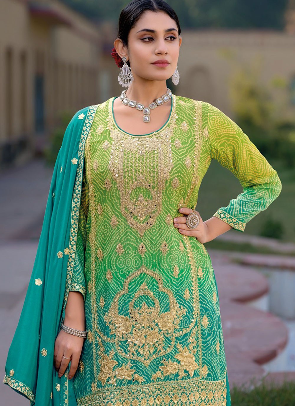 Salwar Suit Digital Print Rama Chinon T5893