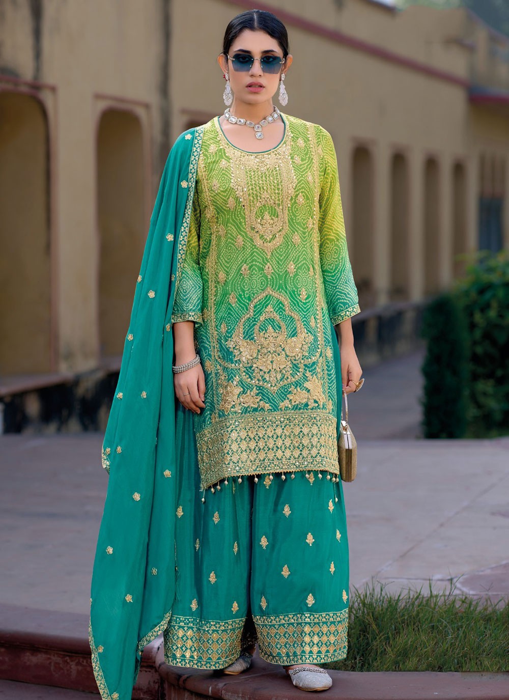 Salwar Suit Digital Print Rama Chinon T5893