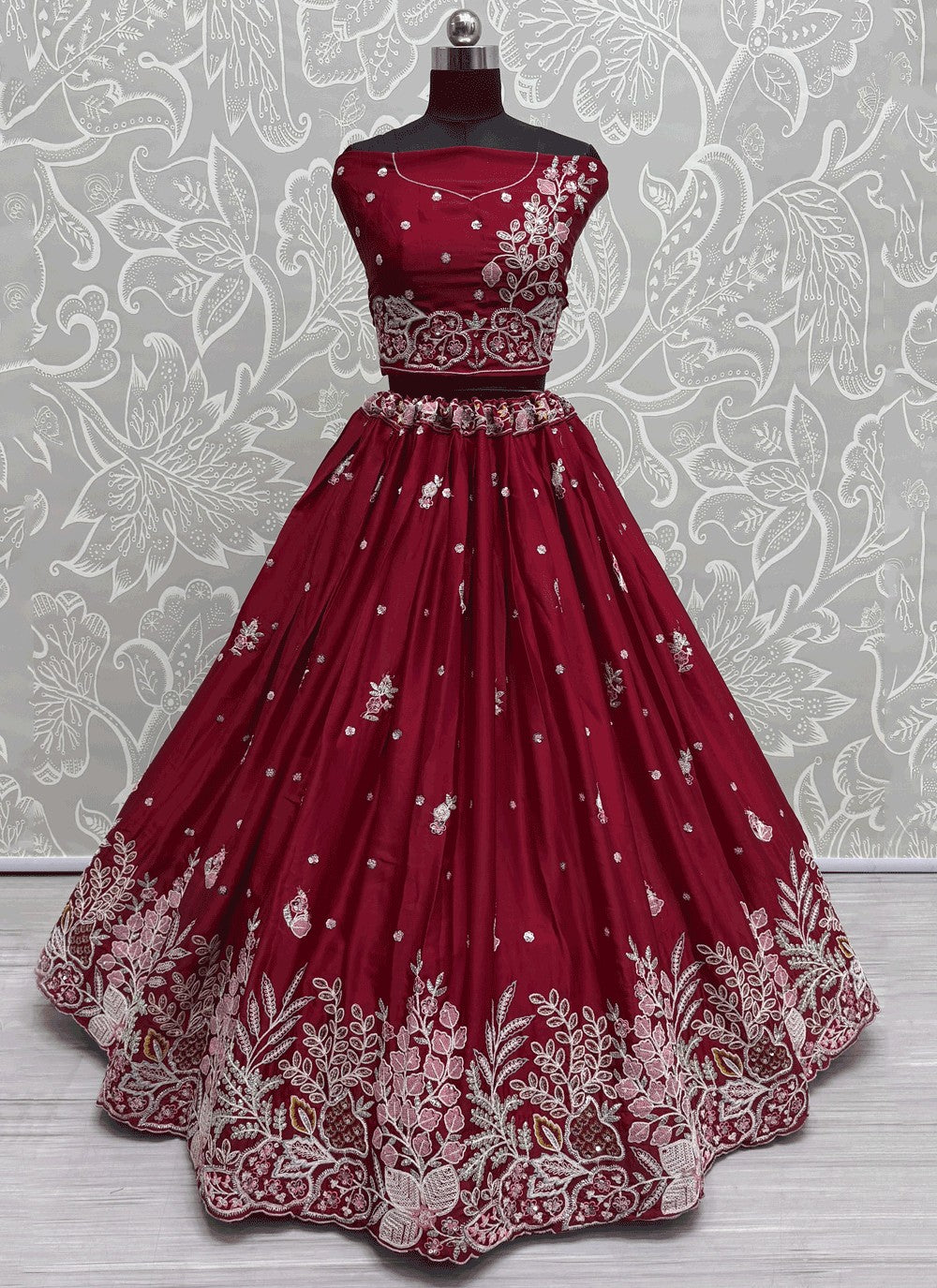Embroidered Silk A - Line Lehenga - L2906