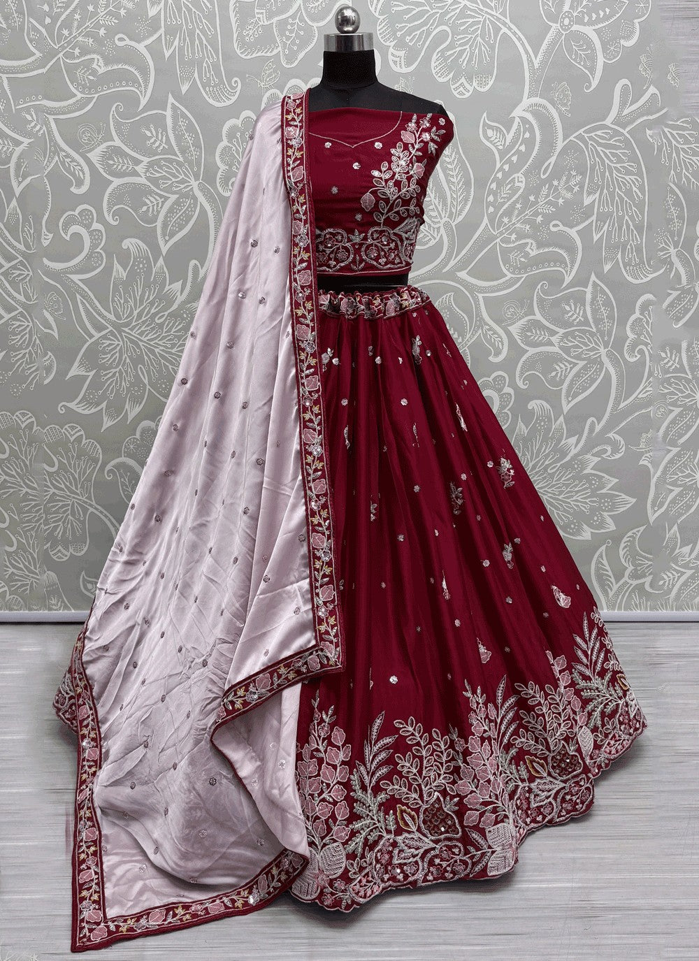Embroidered Silk A - Line Lehenga - L2906