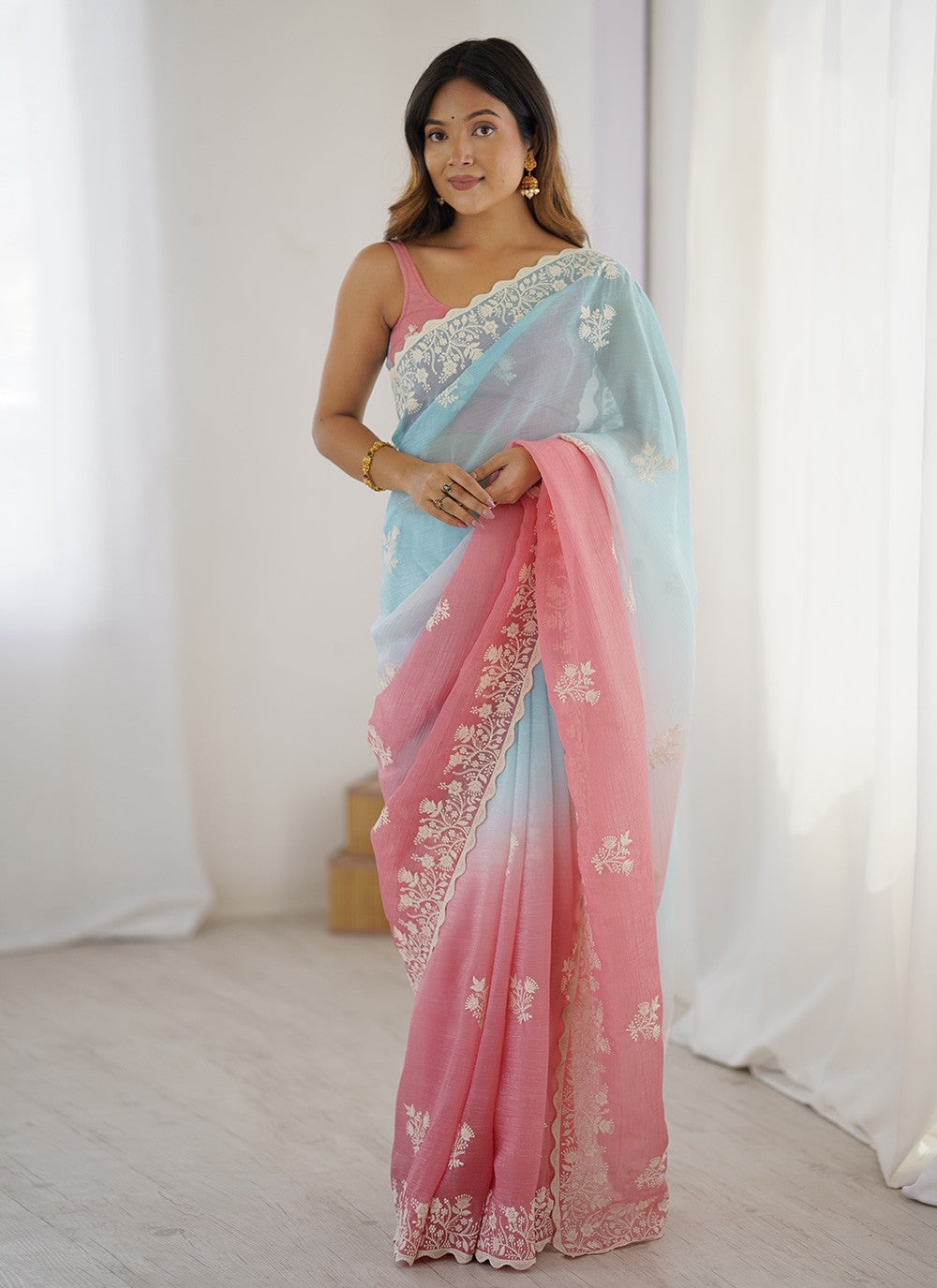 Rust Silk Classic Saree Embroidered S17819