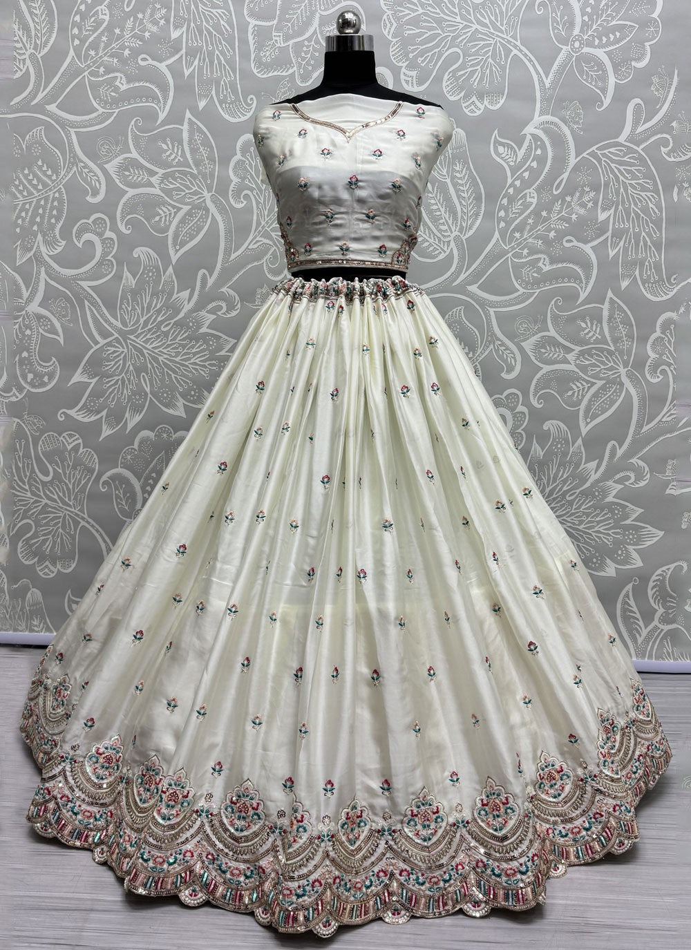 Embroidered Silk A - Line Lehenga - L2847