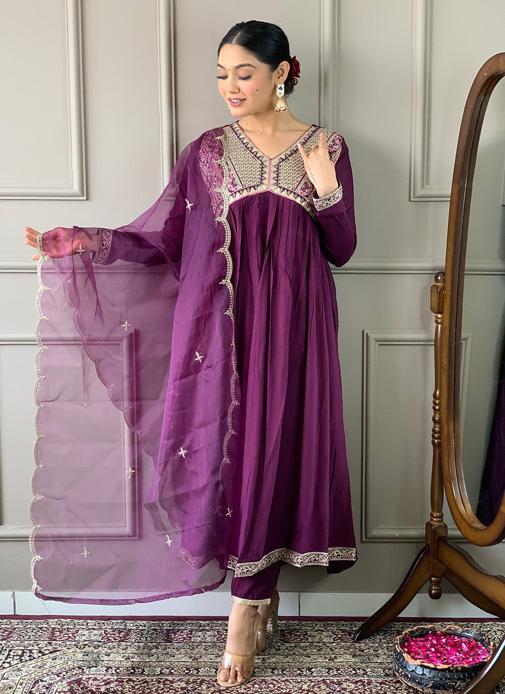 Silk, Viscose Salwar Suit - T3285