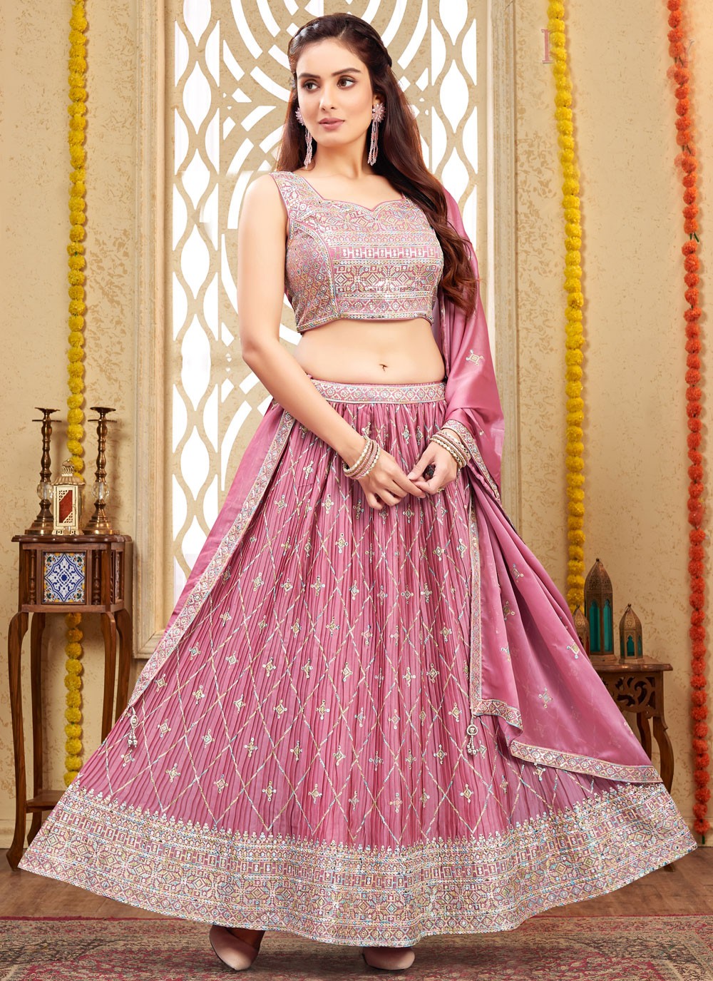 Embroidered Silk Readymade Lehenga Choli - L2650