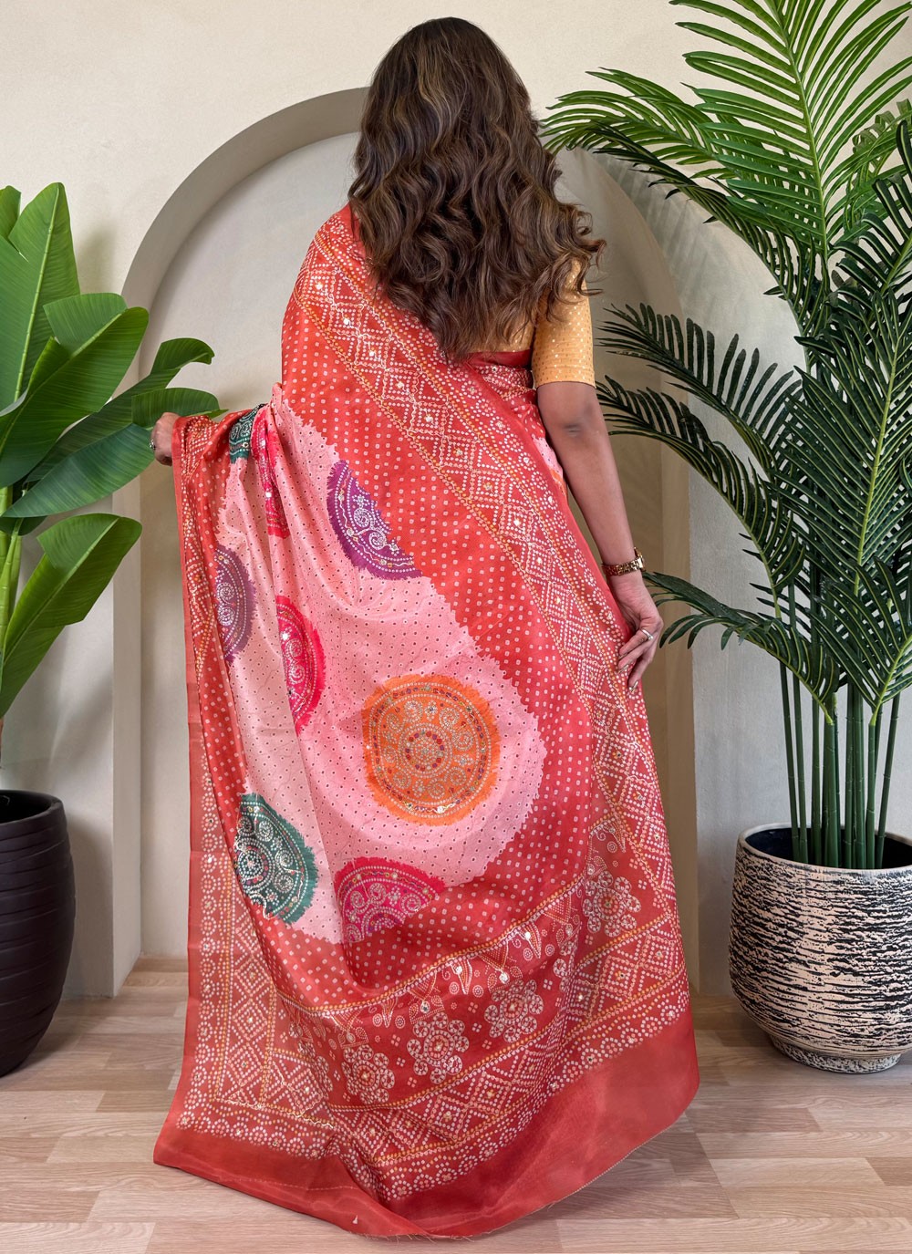 Embroidered Silk Red Contemporary Saree S15191