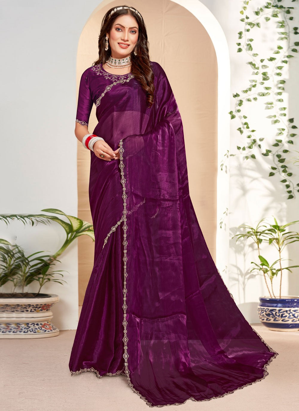 Classic Border Work Silk Saree - S7658