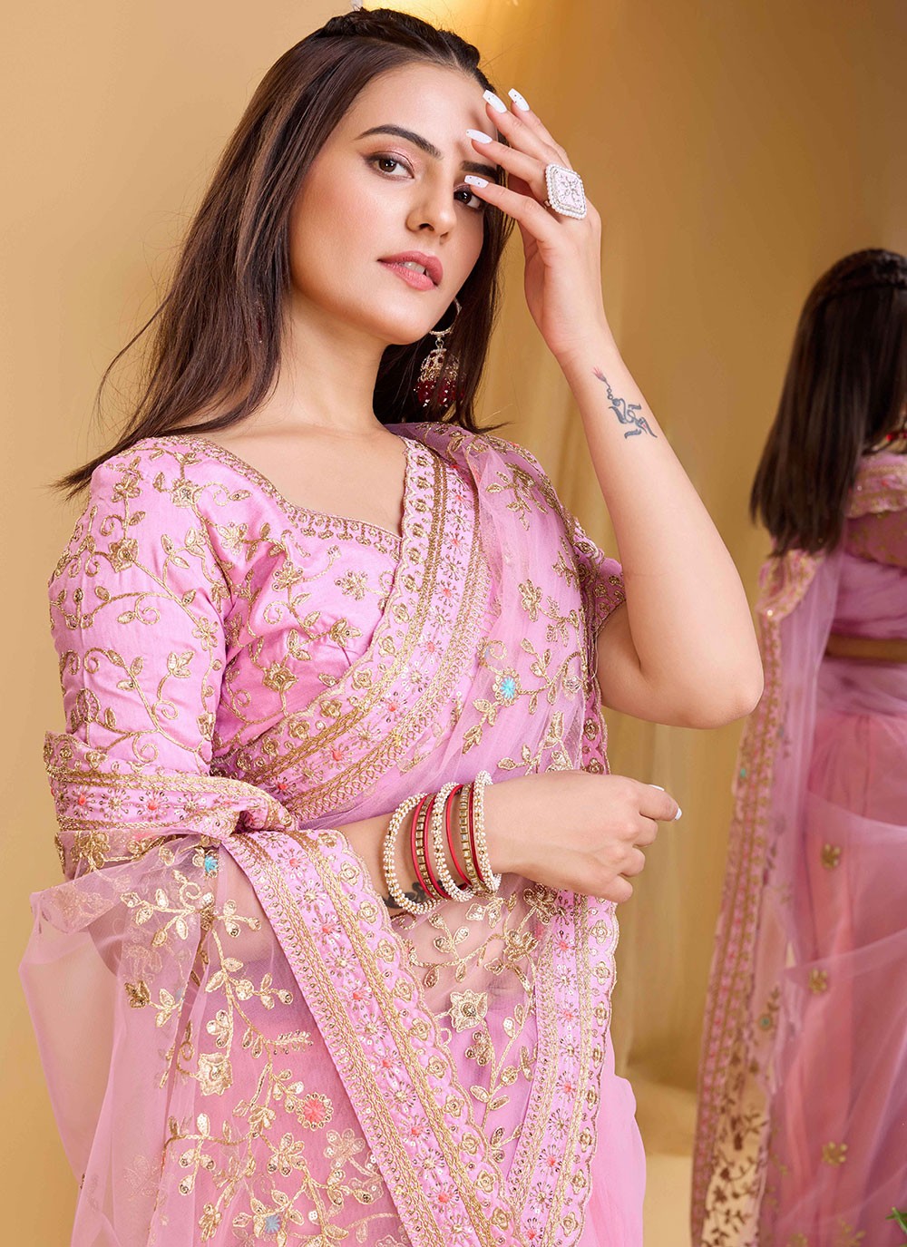 Contemporary Embroidered Silk Saree - S5596