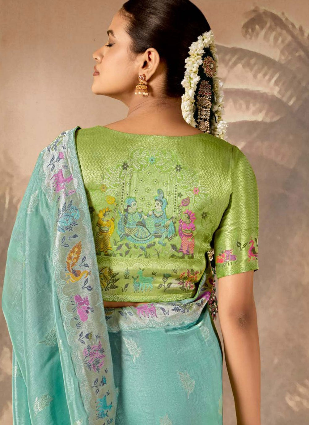 Classic Floral Printed Silk Saree - S8354