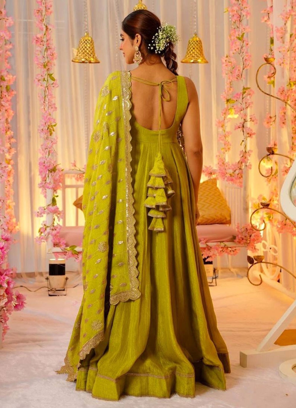 Salwar Suit Sequins Green Silk T5360