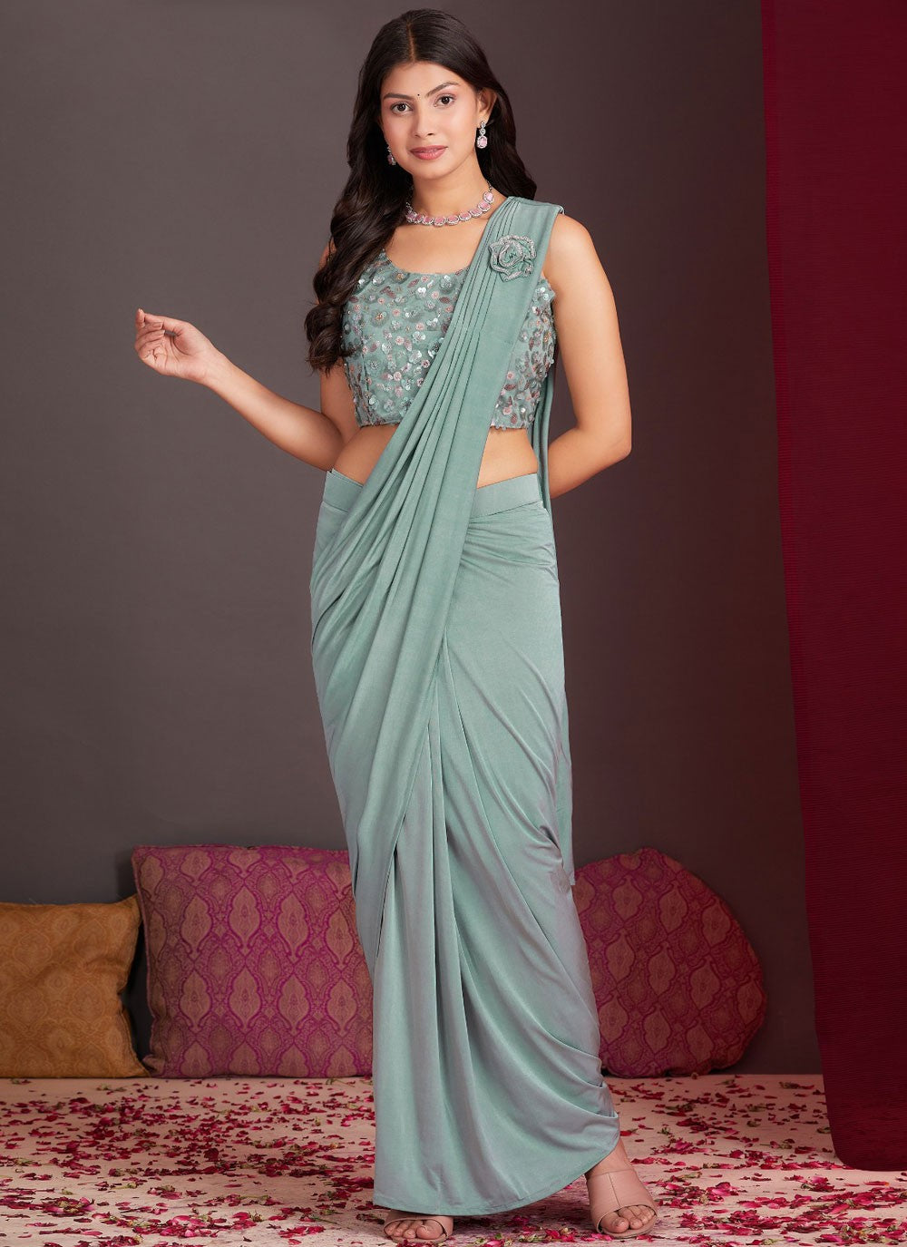 Fancy Work Silk Saree - S11601