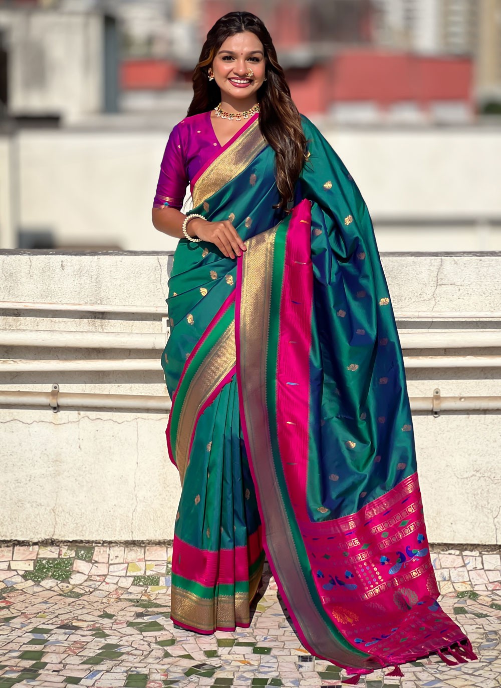 Green Silk Classic Saree Weaving Zari S15778