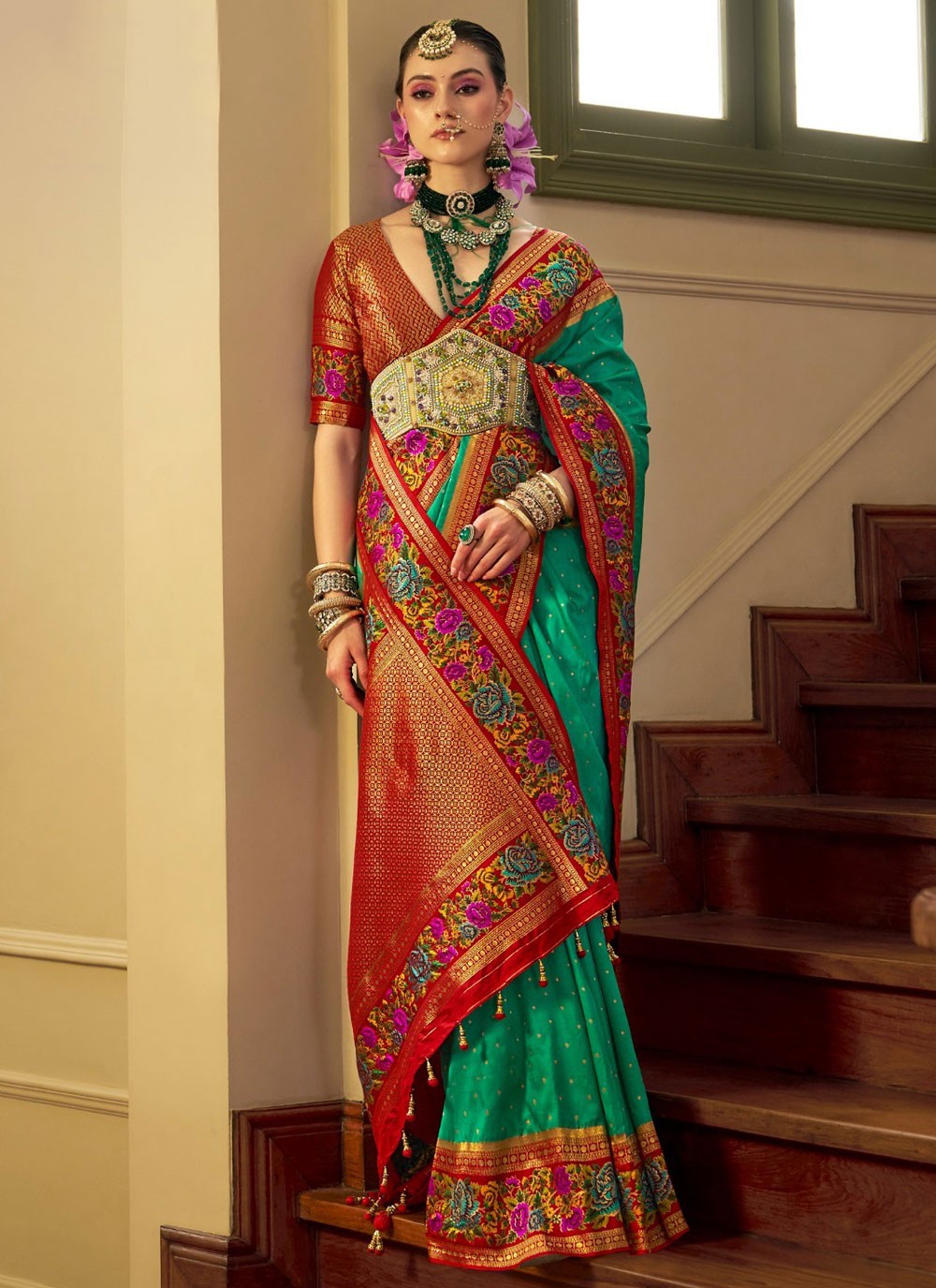 Border Work, Jacquard Work, Meenakari, Weaving Zari Silk Saree - S11736