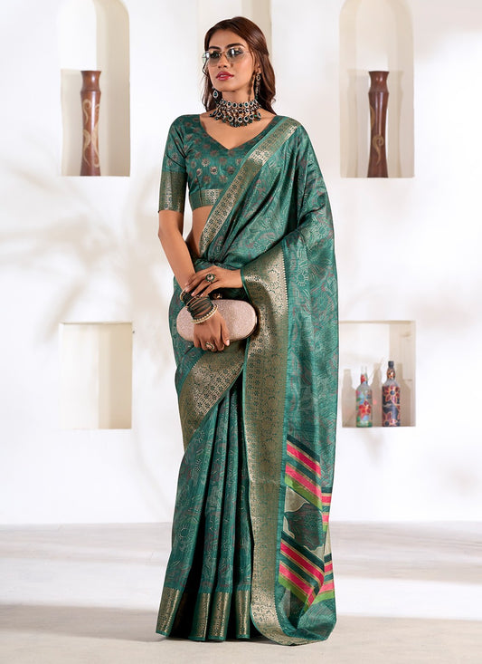 Classic Foliage Prints Silk Saree - S7160