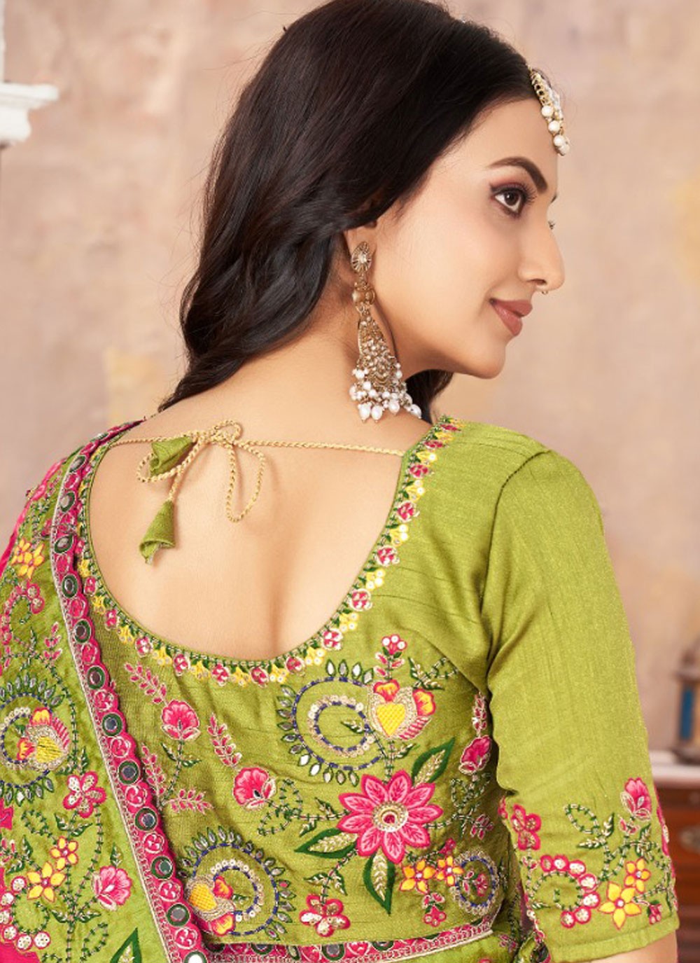 Designer Border Work Green Silk Saree S13397