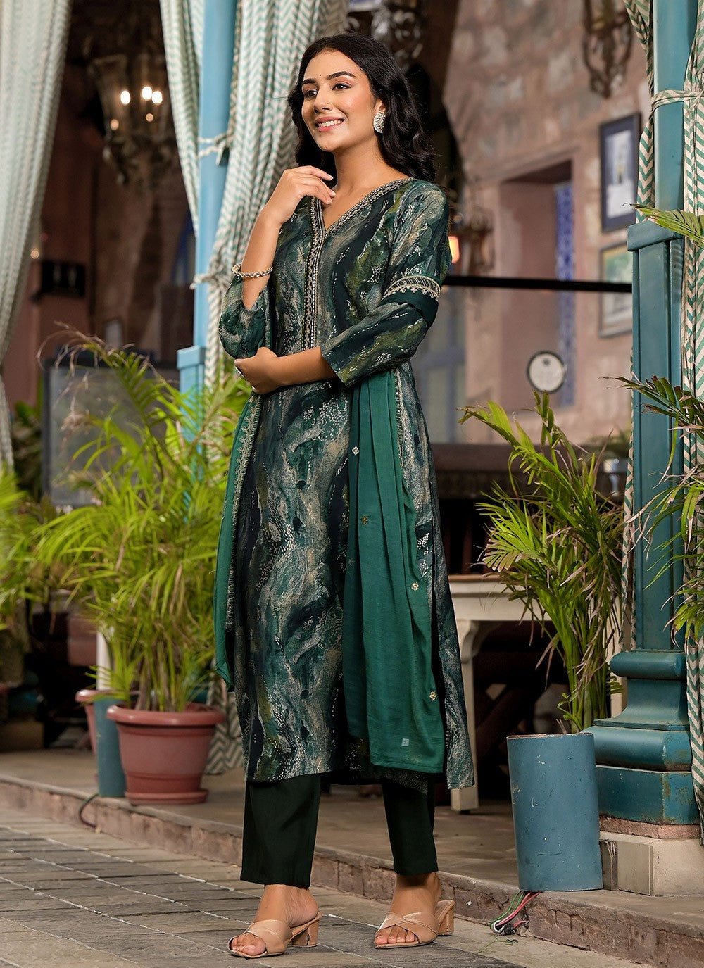 Embroidered Silk Salwar Suit - T4673