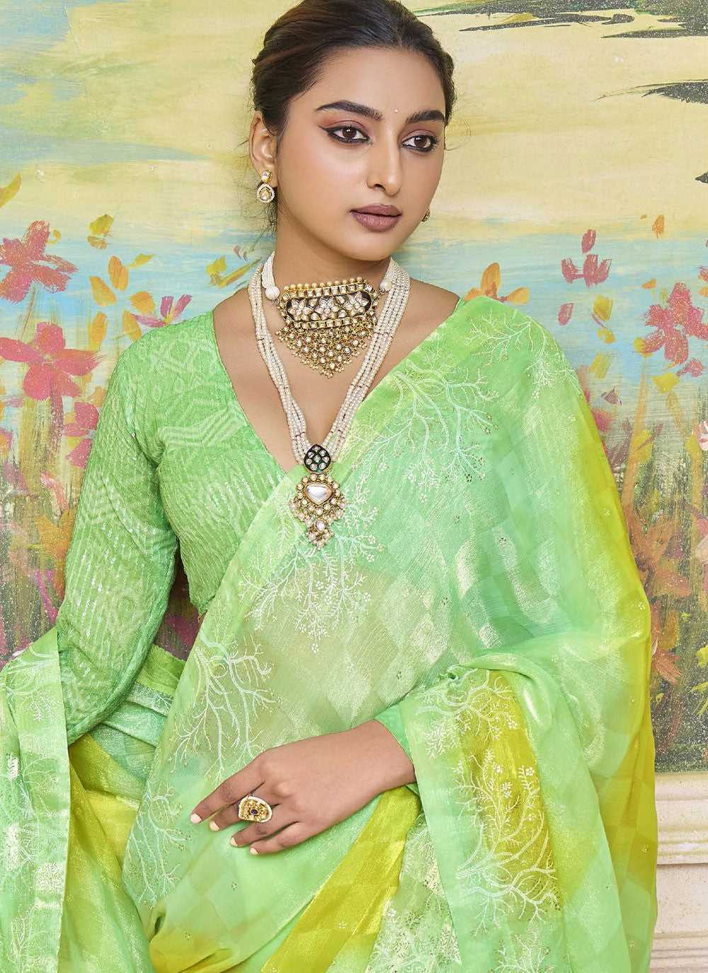 Green Silk Classic Saree Printed S20252
