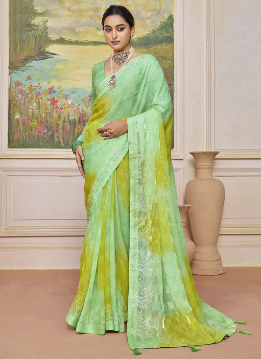 Green Silk Classic Saree Printed S20252