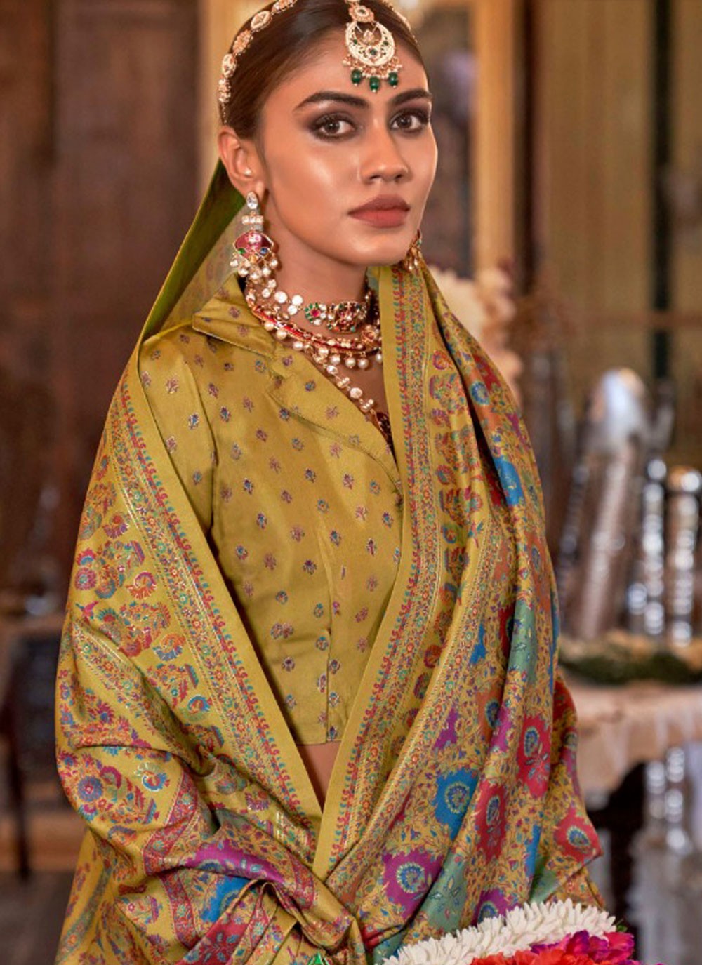 Classic Saree Printed Green Silk Saree S13675
