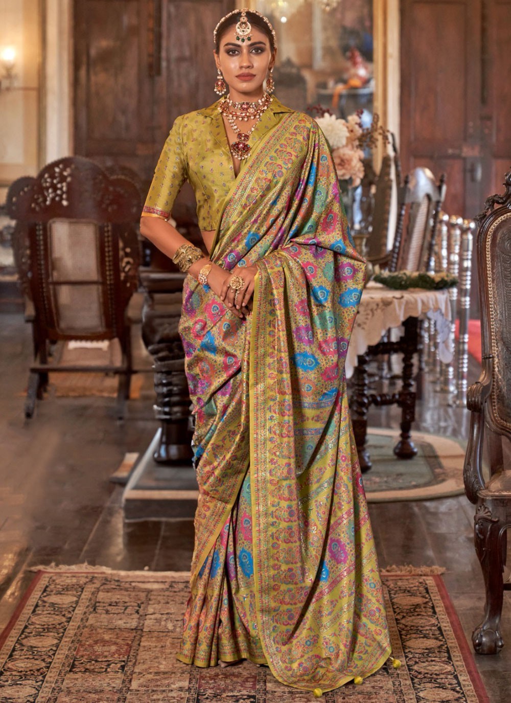 Classic Saree Printed Green Silk Saree S13675